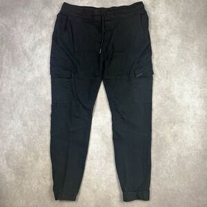 Twice Cargo Pants Mens Size 36 Black Stretch Slim Fit Utility Workwear Jogger